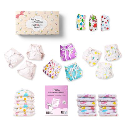SuperBottoms Dry Feel Langot Gift Box for 0-9M | First love baby bliss box For 0-9M | 30 pieces