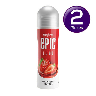 Manforce Epic Lube Strawberry Flavored Lubricating Gel for Men and Women Water Based Skin Friendly 60 ml  X 2 Combo