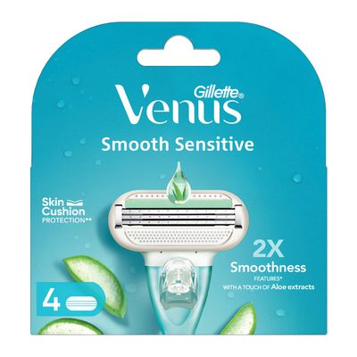 Gillette Venus Hair Removal Razor Blades/Refills/Cartridges For Women 4s (Aloe Vera Glidestrip)