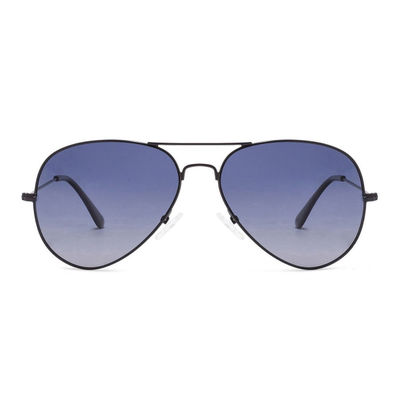 Vincent Chase By Lenskart Unisex Solid Stainless Steel Aviator Sunglasses | Black and Blue - M