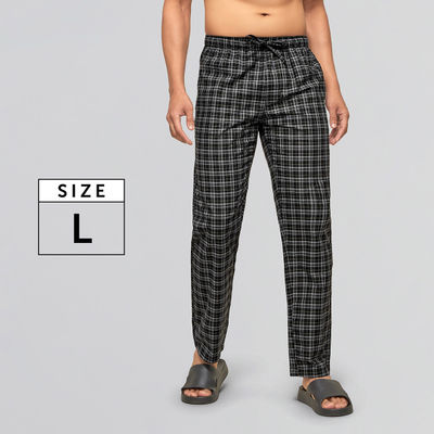 XYXX Checkmate 100% super combed cotton  Checks Pyjama Relaxed Fit | 2 Side pockets | Black- L