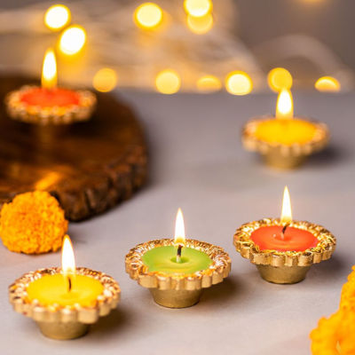 Walton Rangoli Earthen Colorful Diyas Set