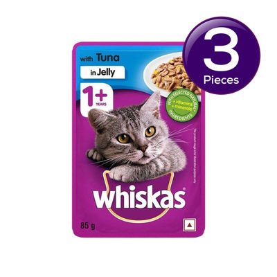 Whiskas Adult Tuna in Jelly Wet Cat Food, 80g, Pack of 3