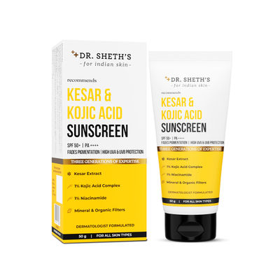 Dr. Sheth’s Kesar & Kojic Acid Sunscreen | Spf 50+ Pa++++