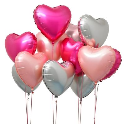 Party Propz Heart Foil Balloon For Valentine Decoration - Pack Of 12