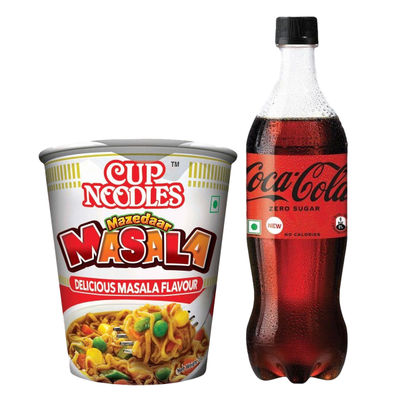 Indo Nissin Cup Noodles Mazedaar Masala (70g) & Coke Zero Pet (750ml) Combo