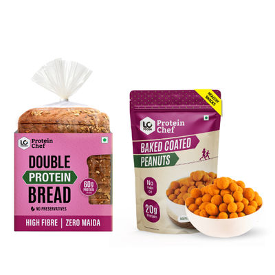 Protein Chef Double Protein Bread	 (270g) & Lo Foods Baked Coated Peanut (50g) Combo