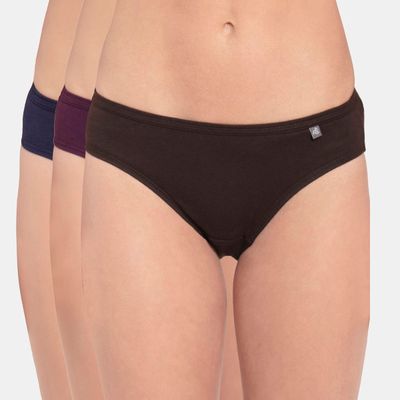 Jockey 1410 Women's Super Combed Cotton Bikini Panty|PO3 | Multicolor Dark assorted-S