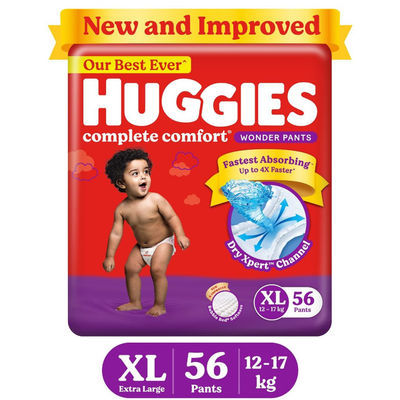 Huggies Complete Comfort Wonder Pants, India's Fastest Absorbing Diapers | XL Size