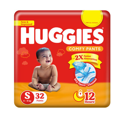 Huggies Comfy Diapers Pant For Kids | White | S (4 - 8 kg)