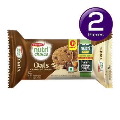Britannia Nutrichoice Oats Chocolate & Almond Biscuits 75 g Combo