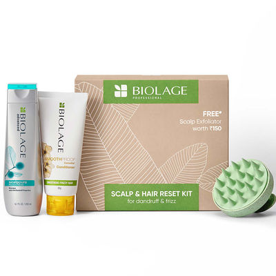 BIOLAGE Scalp & Hair Reset Kit Anti-Dandruff Shampoo, Anti-Frizz Conditioner, FREE Scalp Massager