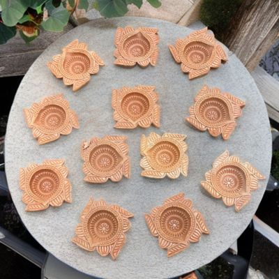 Diacraft Crafted Swastik Mitti Diya Pack Of 12
