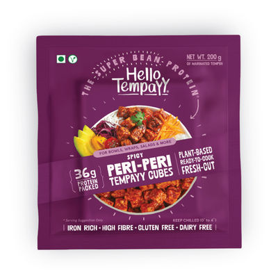Hello Tempayy Spicy Peri Peri Soyabean Tempeh Cubes Protein & Fibre Rich
