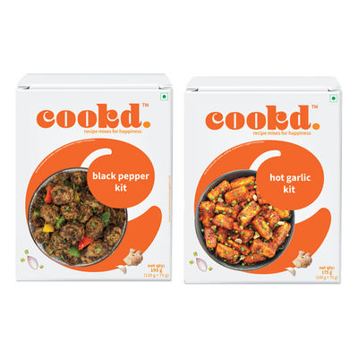 Cookd Black Pepper Kit (195g) & Cookd Hot Garlic Kit (175g) Combo