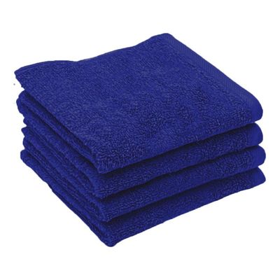 BAY6 100% Cotton Face Towels - 30 cm x 30 cm | 400 GSM - Blue - Set of 4