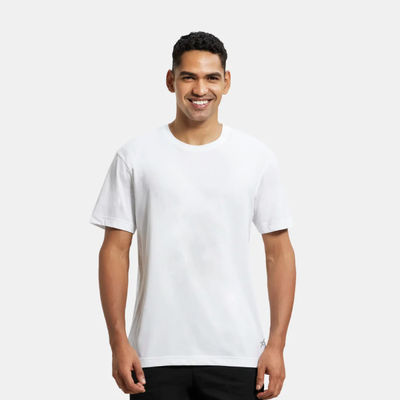 Jockey Men Cotton Rich Round Neck Half Sleeve T-shirt | White - M