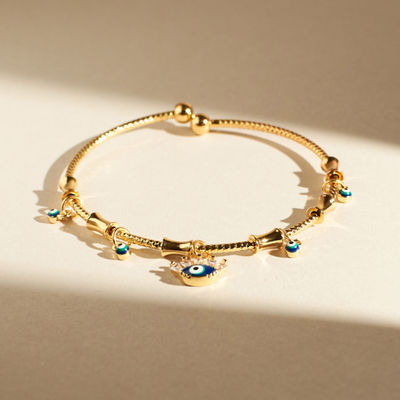 Salty Fashion Chic Evil Eye Tassel Bangle for Women