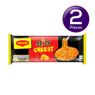 Maggi Spicy Cheesy Noodles | Instant Noodles | Yummy Cheese Meets Maggi Noodles | Pack Of 4 304 g Combo