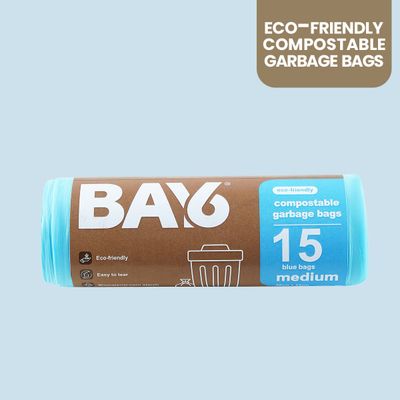 BAY6 Compostable Garbage Bags Roll- Medium - 19 x 21 Inch - Blue