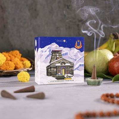 Phool Kedarnath Dhoop Cones Govind Gulab Fragrance Made From Temple Flowers - 40 Pcs