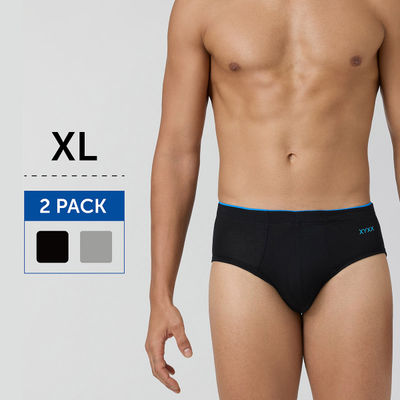 XYXX Uno IntelliSoft Micro Modal Solid Brief | Men's Innerwear | Pack of 2 | Black + Grey- XL