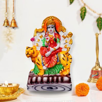 Aravi Divine Vibes Durga Mata Deity Idol - Multicolor | 5.25 x 3.5 inch
