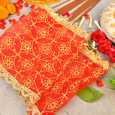 Servdharm Divine Red Mata Chunri 26 x 10 Inch