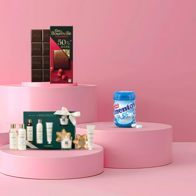 Mentos Pure Fresh Sugarfree Mint Chewing Gum Bottle(54gms), Kimirica The Box Of Prosperity Luxury Festive Gift Set(1pc) & Cadbury Bournville Cranberry Dark Chocolate Bar(80gms) Combo