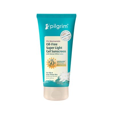 Pilgrim 5% Niacinamide Oil-Free Super Light Gel Sunscreen SPF 50+ PA++++ With Korean White Lotus