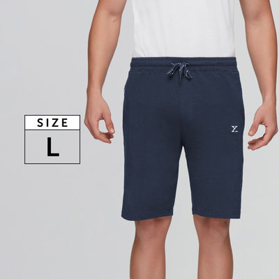 XYXX Ace Cotton Modal solid Shorts | 2 Side Pocket with zip | Dress Blue- L