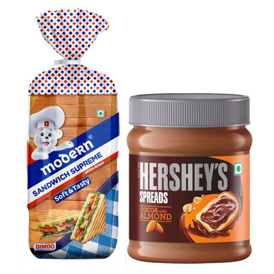 Hershey'S Cocoa + Almond Spread (350g) & Modern Sandwich Supreme White Bread (400g) Combo