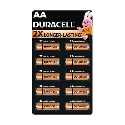 Duracell Alkaline AA Battery (Pack of 10) for Everyday Devices, Clock, Toy, Remote