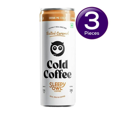 Sleepy Owl Cold Coffee Can - Salted Caramel 200 ml  X 3 Combo