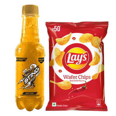 Lays Wafer Chips Red Chilli Flavor (82g) & Sting Gold Night Fuel Energy Drink (250ml) Combo
