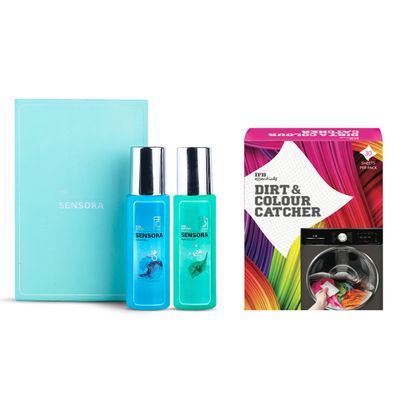 Ifb Essentials Sensora In-Wash Fragrance Booster (300ml) & Ifb Essentials Dirt & Colour Catcher (30pc) Combo