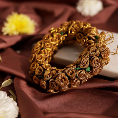 Oye Happy Golden Flowers Gajra | Artificial
