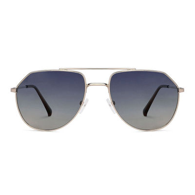 Vincent Chase By Lenskart Unisex Solid Metal Aviator Sunglasses | Black and Gold - L