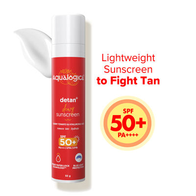 Aqualogica Detan+ Dewy Sunscreen SPF 50 with Cherry Tomato and Hyaluronic Acid