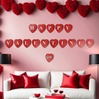 Oye Happy Valentines Day Banner of Hearts