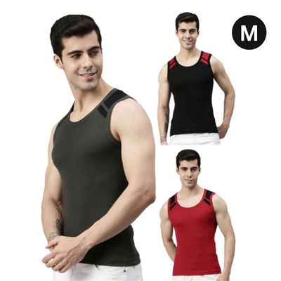 Lux Cozi Cotton Men's Vest | Set Of 3 | Assorted - 85 cm