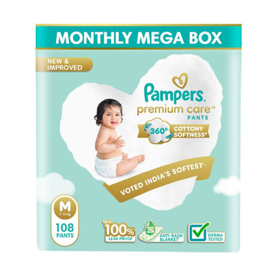 Pampers Premium Care Diapers For Kids | White | M (7 - 12 kg)