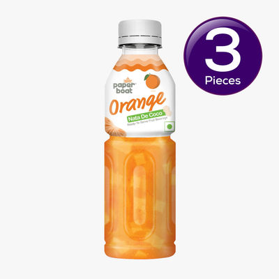 Paper Boat Orange Fruit Drink with Chewy Cubes (Nata de Coco) 250 ml Combo