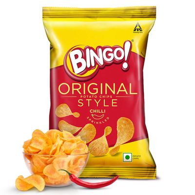 Bingo! Original Style Chilli Sprinkled - Flat Cut Spicy Potato Chips Pack for Snacks
