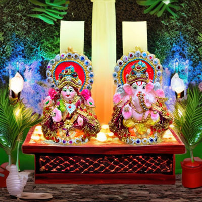 Diacraft Lakshmi Ganesh Idol - Diwali Puja Goodness 4 Inch