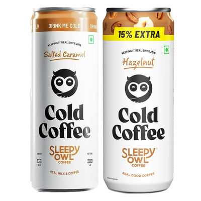 Sleepy Owl Cold Coffee Can - Hazelnut(200ml) & Sleepy Owl Cold Coffee Can - Salted Caramel(200ml) Combo