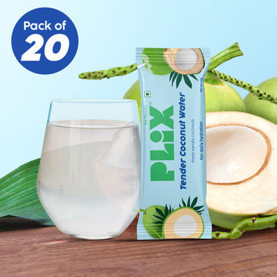 Plix Tender Coconut Water Premix with Electrolytes for Energy & Hydration (20 Sachets)