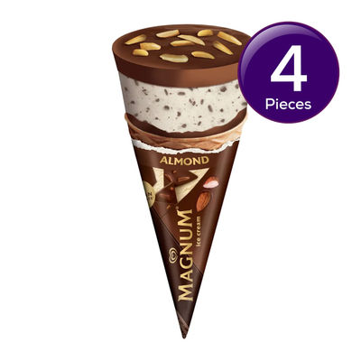 Kwality Wall's Magnum Almond Cone Ice Cream 74 g X 4 Combo