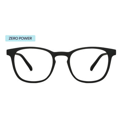 Lenskart Hustlr | Zero Power Computer Eyeglasses with Blue Cut & UV Protection | Unisex | Large | Dark Night