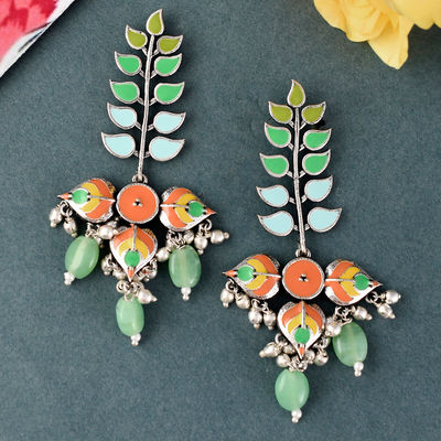 Voylla Bagh E Fiza Colourful Enamel Embellished Earrings